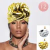Fashnzfab 12pcs - Metallic Turban Hats In Gold