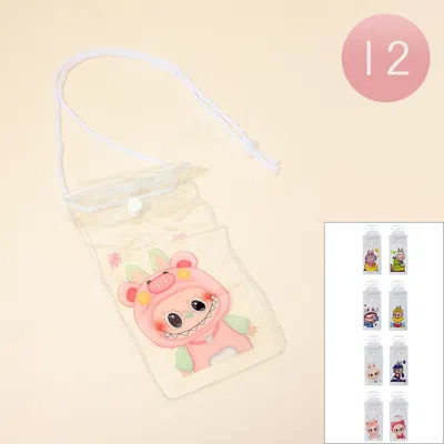 Fashnzfab 12pcs - Monster Bunny Character Transparent Phone Pouch Lanyard Bag In Multi