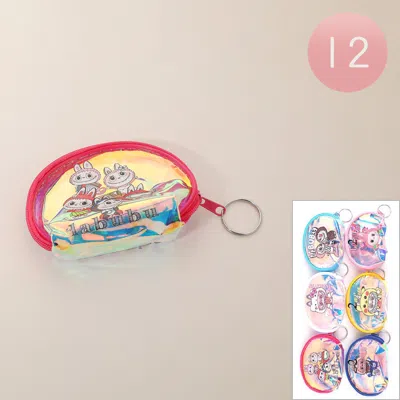 Fashnzfab 12pcs - Monster Bunny Characters Printed Coin Purses / Keychains In Metallic