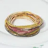 Fashnzfab 12pcs - Multi Color Rhinestone Stretch Multi Layered Bracelets Multi, Purple In Multi