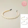 Fashnzfab 12pcs - Pearl Beaded Headbands In Gold