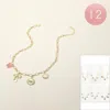 Fashnzfab 12pcs - Pearl Beaded Heart Metal Bow Evil Eye Shell Enamel Butterfly Charm Station Paperclip Chain N In Gold