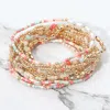 Fashnzfab 12pcs - Pearl Metal Ball Seed Faceted Beaded Stretch Multi Layered Bracelets In Silver