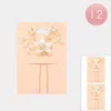 Fashnzfab 12pcs - Pearl Pointed Flower Hair Comb Pins In White