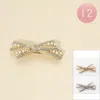 Fashnzfab 12pcs - Pearl Rhinestone Bow Barrettes In Gold
