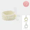 Fashnzfab 12pcs - Pearl Stretch Bracelets Assorted In Neutral