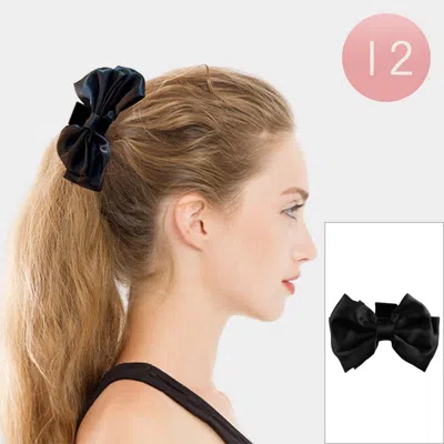 Fashnzfab 12pcs - Plain Bow Barrettes In Black