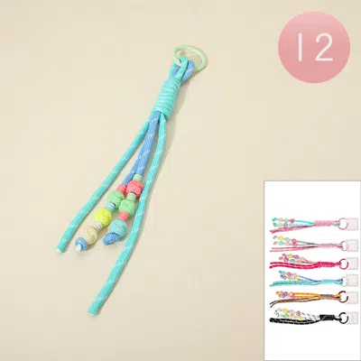 Fashnzfab 12pcs - Playful Beaded Knot Rope Bag Charm Keychains In Blue