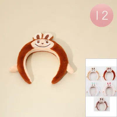 Fashnzfab 12pcs - Plush Bunny Monster Character Headbands In Brown