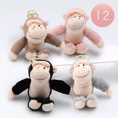 Fashnzfab 12pcs - Plush Monkey Keychains / Bag Charms In Multi