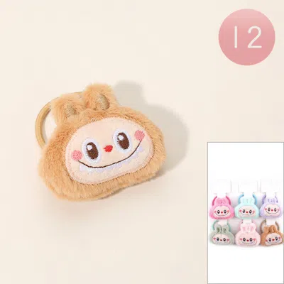 Fashnzfab 12pcs - Plush Monster Bunny Face Hairbands In Multi