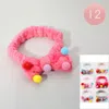 Fashnzfab 12pcs - Pom Pom Bow Stretch Headbands In Pink