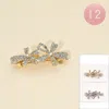 Fashnzfab 12pcs - Rhinestone Flower Barrettes In Gold