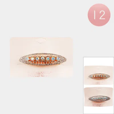Fashnzfab 12pcs - Rhinestone Paved Barrettes In Multi