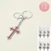 Fashnzfab 12pcs - Rhinestone Paved Cross Keychain Bag Charms In Silver