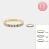 Fashnzfab 12pcs - Rhinestone Paved Stretch Bracelet Ring Set Gold, Silver In Multi