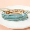 Fashnzfab 12pcs - Ribbon Colorful Rhinestone Layered Stretch Bracelets - Blue, Gold In Blue