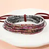 Fashnzfab 12pcs - Ribbon Colorful Rhinestone Layered Stretch Bracelets Ab, Red In Multi