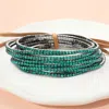 Fashnzfab 12pcs - Ribbon Colorful Rhinestone Layered Stretch Bracelets Blue Zircon In Multi