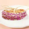 Fashnzfab 12pcs - Ribbon Colorful Rhinestone Layered Stretch Bracelets Gold, Purple In Multi