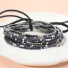 Fashnzfab 12pcs - Ribbon Colorful Rhinestone Layered Stretch Bracelets In Multi
