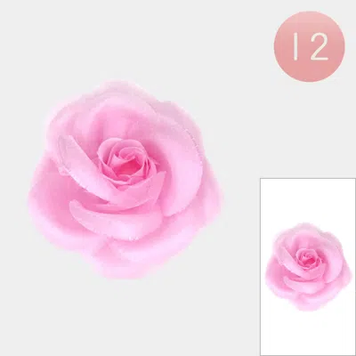Fashnzfab 12pcs - Rose Flower Alligator Hair Clips Brooches In White