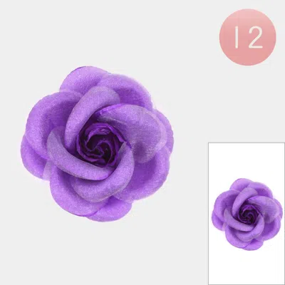 Fashnzfab 12pcs - Rose Flower Alligator Hair Clips Brooches In Purple