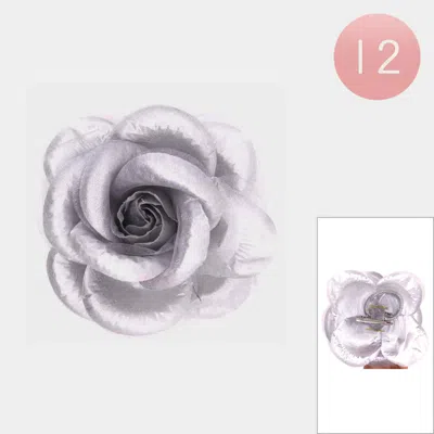 Fashnzfab 12pcs - Rose Flower Alligator Hair Clips / Brooches In Metallic