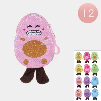 Fashnzfab 12pcs - Sequin Avocado Mini Pouch / Coin Purse In Multi