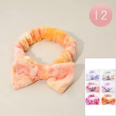 Fashnzfab 12pcs - Soft Stretch Plush Bow Headbands In Multi