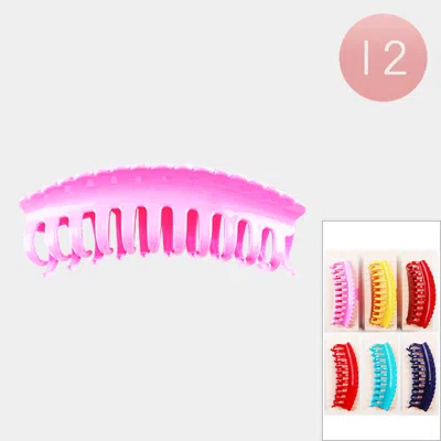Fashnzfab 12pcs - Solid Hair Claw Clips In Pink
