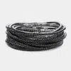Fashnzfab 12pcs - Stackable Rhinestone Stretch Evening Bracelets Jet Black In Black