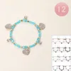 Fashnzfab 12pcs - Stone Paved Heart Charm Faceted Beaded Stretch Bracelets Assorted In Multi