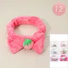 Fashnzfab 12pcs - Strawberry Accent Soft Stretch Plush Bow Headbands In Pink