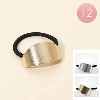 Fashnzfab 12pcs - Textured Metal Curved Oval Accent Stretch Hairbands - Gold, Silver In Multi