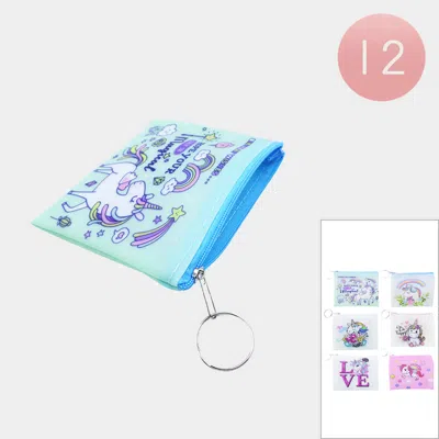 Fashnzfab 12pcs - Unicorn Message Coin Purses / Keychains In Gold