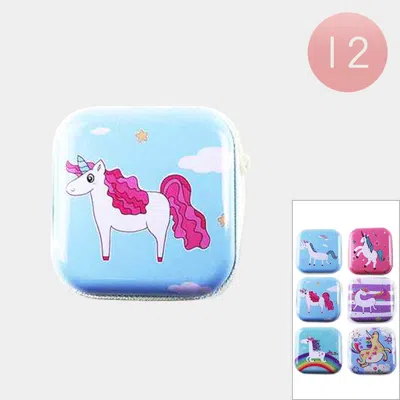 Fashnzfab 12pcs - Unicorn Printed Tin Coin Purses In Multi