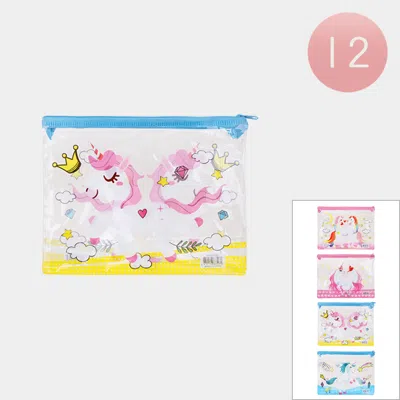 Fashnzfab 12pcs - Unicorn Printed Transparent Pouch Bag In Multi