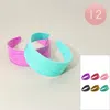 Fashnzfab 12pcs - Wide Flat Resin Headbands In Blue