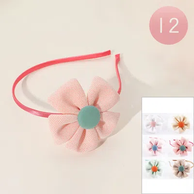 Fashnzfab 12pcs -sparkled Fabric Petal Flower Headband In Pink