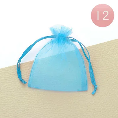 Fashnzfab 12pcs - 3 X 3.5 Ribboned Organza Gift Bags 3" W, 3.5" L In Blue