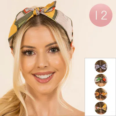 Fashnzfab 12pcs - Abstract Printed Knot Scarf Wrap Headband In Multi