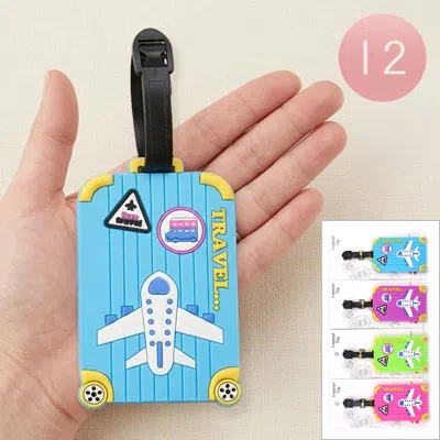 Fashnzfab 12pcs - Airplane Suitcase Silicone Luggage Bag Tags In Multi