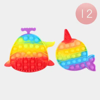 Fashnzfab 12pcs - Assorted Whale Push And Pop It Fidget Kids Toys