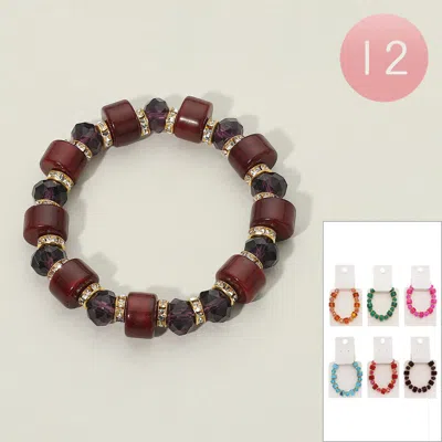 Fashnzfab 12pcs - Beaded Stretch Bracelets In Pattern
