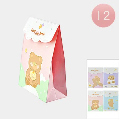 Fashnzfab 12pcs - Bear Character Print Folding Gift Bags