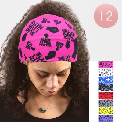 Fashnzfab 12pcs - Black Lives Matter Printed Headbands 4.25"