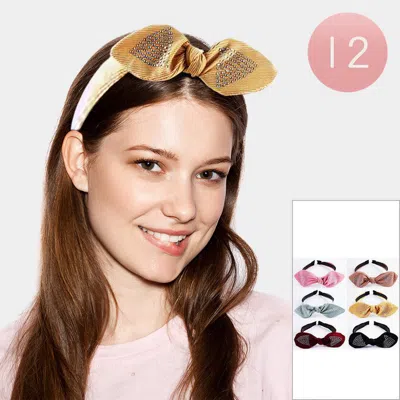 Fashnzfab 12pcs - Bling Bow Headbands In Multi
