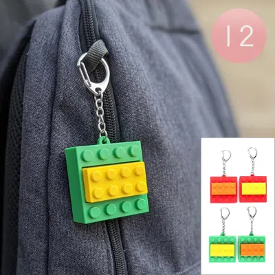 Fashnzfab 12pcs - Building Block Fidget Bag Charm Clicker Keychains In Multi