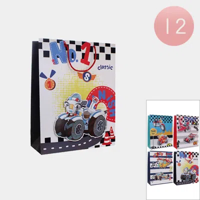 Fashnzfab 12pcs - Car Motorcycle Helicopter Printed Gift Bags